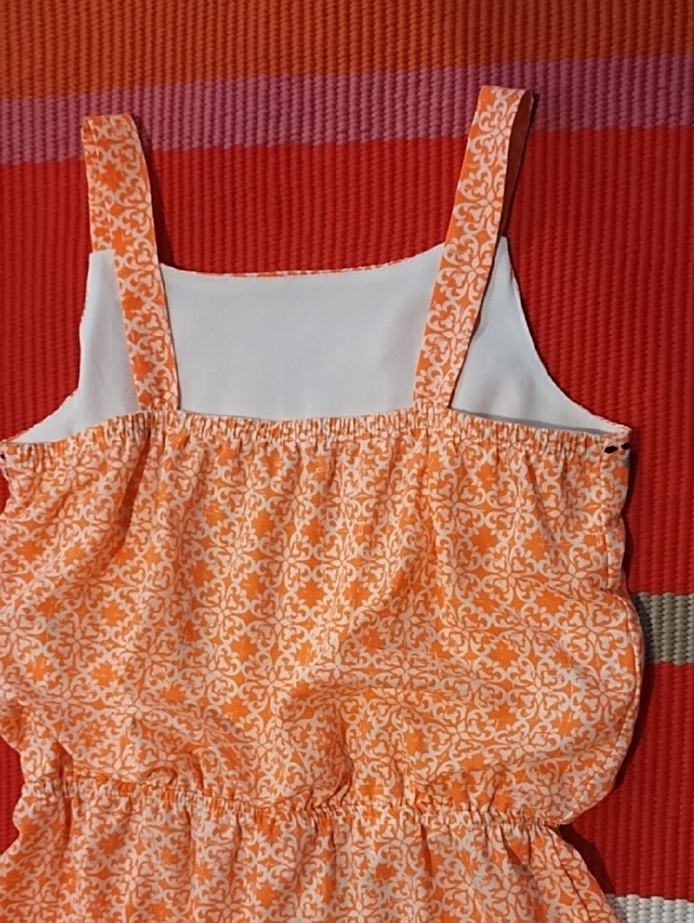My Michelle Orange Printed Spaghetti-Strap Dress with Blue Accents Girl's Large. - Picture 10 of 11